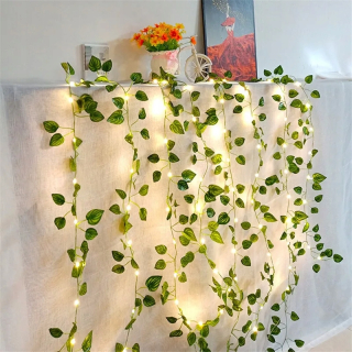 Svetelný stĺp do záhrady - Kvetinové listy Garland Fairy Lights LED medené drôtené strunové svetlo pre