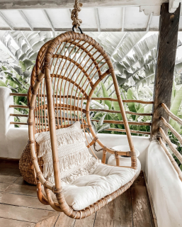 Závesné hojdacie kreslo - Rattan visiace kreslo hojdacie hojdačka COKOON BOHO