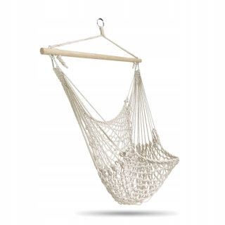 Závesné hojdacie kreslo - Závesné kreslo brazílske béžové boho 90 cm