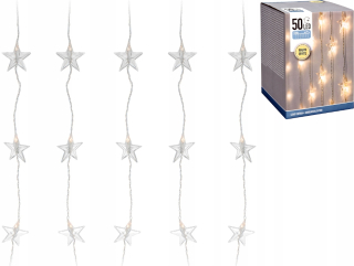 Girland curtain 50 teplých LED hviezdy 230V - 90 cm