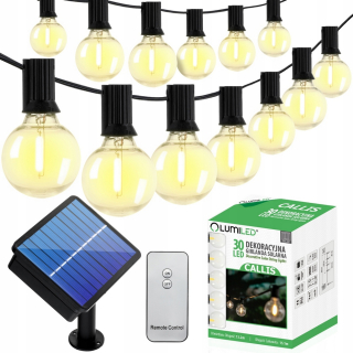 Záhradné girlandy - Solar Garden Garland 30X LED žiarovky + diaľkové ovládanie