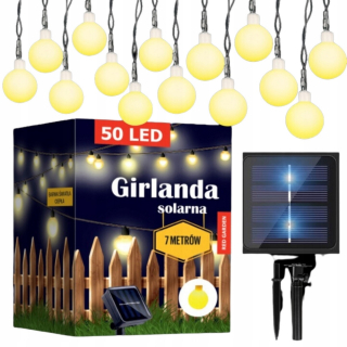 Záhradné girlandy - SOLAR GARDEN GARLAND SOLÁRNE LAMPY MILKY LED LIGHTS 50 ks.