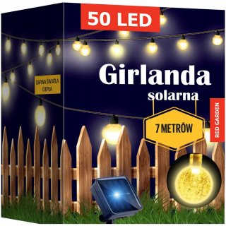 Záhradné girlandy - SOLÁRNE ZÁHRADNÉ GARLANDY LED LAMPY 50 ŽIAROViek 7m