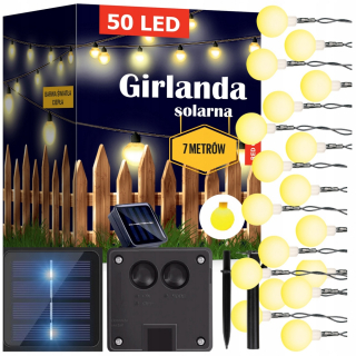 Záhradné girlandy - Solar Girld Garden LED mliečna žiarovka 50 ks