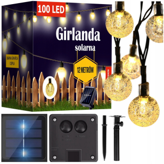 Záhradné girlandy - LED záhradné solárne žiarovky 100 žiaroviek