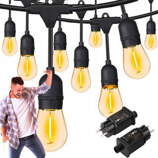 Záhradné girlandy - Záhradné svetlo girlandy s 10 metrami LED žiarovky