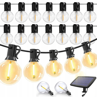 Záhradné girlandy - Slnečné svetlo záhradné lampy 14,5 m +50x 4W LED žiarovka