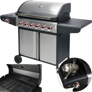 Plynový gril - Plynový gril 6+1 nehrdzavejúca oceľ 18,2 kW Lund 99653