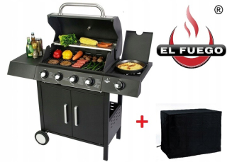 Plynový gril - Gas Grill El Fuego San Angelo 4+1 liatina 13,7 kW