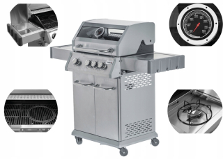 Plynový gril - Plynový gril so sklom 3+1 11,5 kW z nehrdzavejúcej ocele
