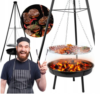 Gril na drevené uhlie - Záhradné dymové osvetlenie 220 V veľké pánty