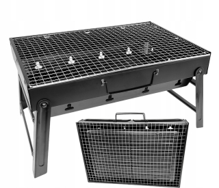 Gril na drevené uhlie - Turistický gril prenosný skladací kufr 43 cm