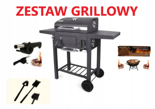Gril na drevené uhlie - Garden Carbon Grill je pokrytý veľkým roštom za bezplatný rošt