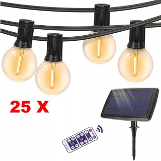 Záhradné girlandy - Solárne záhradné lampy Garland 25ks od diaľkového ovládania