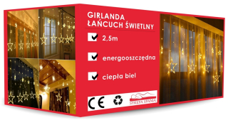 Záhradné girlandy - Ľahký girland 2,5 m reťazové hviezdy teplé LED Vianoce