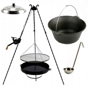 Záhradné ohnisko - Grill 55 navijak Iron Cauldron 11L veka