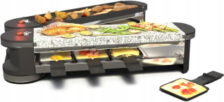 Elektrický záhradný gril - Elektrický gril, mini, kov/kameň, 8 panvíc, Raclette SUNTEC RAC-8069