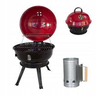 Gril na drevené uhlie - Round, Coal Grill + Komimney zapaľovač GW0114