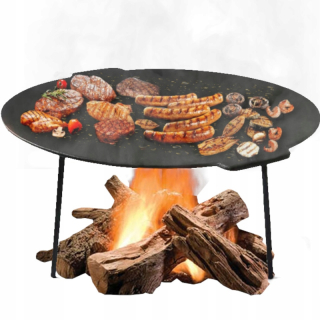 Grilovacia mriežka - Liatinová grilovacia platňa, rošt, kemping na pozemok, ohnisko, 45 cm, panvica wok