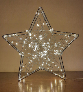 Hviezda 140 LED kov 3d 29 cm striebro