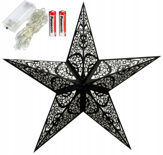Star Lantern vitrážna sklenená lampa s LED žiarovkou 45 cm