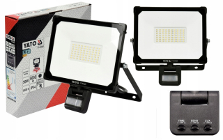 Záhradné halogény - Halogénový LED snímač pohybu 50 W 5000 lm Yato YT-81829