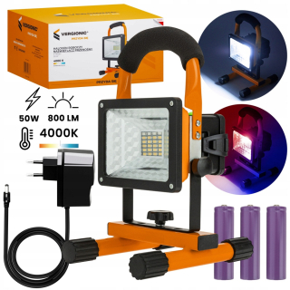 Záhradné halogény - HALOGÉNOVÉ FLOODLIGHT LED LAMPA akumulátorová stavebná garáž 50W neutr