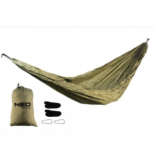 Záhradná hojdacia sieť hamak - Hammock 330 x 140 cm zelené osvetlenie 200 kg