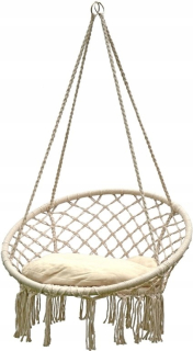 Závesné hojdacie kreslo - Kreslo s priepasťou s priepasťou 80 x 60 cm vankúš ECRU 120 kg