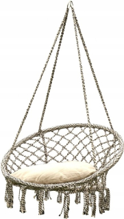 Záhradná hojdacia sieť hamak - Hammock Openwork 80 x 60 kresiel so sivým vankúšom Royok