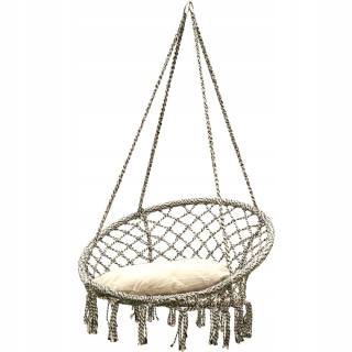 Hamak do záhrady - Hammock Openwork visiace kreslo 80x60cm so sivým vankúšom