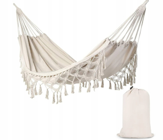 Záhradná hojdacia sieť hamak - Brazílska hojdačka 300x150cm 2 makram pre 220 kg