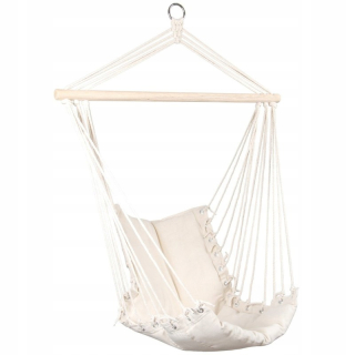Záhradná hojdacia sieť hamak - Hammock Brazílska kreslo 90x50cm biela príroda