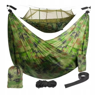 Záhradná hojdacia sieť hamak - Hunterova turistická hojdačka z Moskitiera 270 × 140 cm
