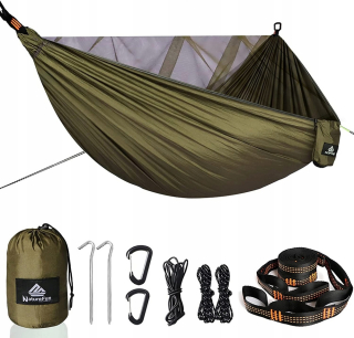 Záhradná hojdacia sieť hamak - Prežitie Moskitier Camping Hammock 290 x 140 cm