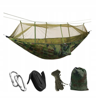 Záhradná hojdacia sieť hamak - Hojdačka s komármi siete prežitie turistov 260 cm camo