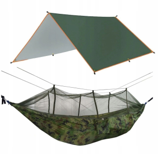 Hamak do záhrady - Hojdacia sieť s komármi siete 260x140 + TARP SET (H032)