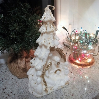Sviečka domácej sviečky biela výška 25 cm