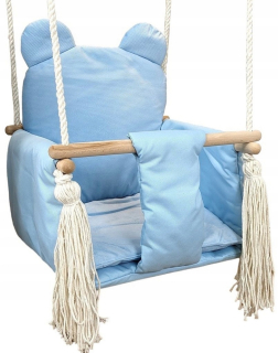 Záhradná hojdačka - LULLABY BABY BLUE HEJDAVAČKA PRE DETI DOMÁCA ZÁHRADA ZAMATOVÉ BEZPEČNOSTNÉ PÁSY