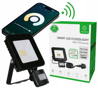 Záhradné halogény - Halogénová LED vonkajšia lampa PIR PIR 20W WIFI SMART TUYA WOOX