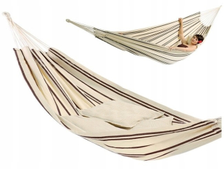 Záhradná hojdacia sieť hamak - Dvojitá hojdačka Barbados Cappuccino 230x150 cm #T1