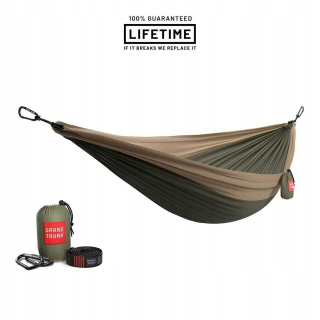 Hamak do záhrady - Hojdacia sieť Grand Trunk Double Deluxe s popruhmi Khaki