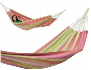 Záhradná hojdacia sieť hamak - Single Hammock Tahiti - Bubblegum 200x100cm #t