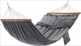 Hamak do záhrady - Hojdačka bez barov SongMics GDC15GY 150x210 cm šedá