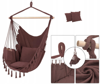 Záhradná závesná stolička - Brazílska hojdacia hojdačka visiace kreslo boho 100 cm xxxl nový