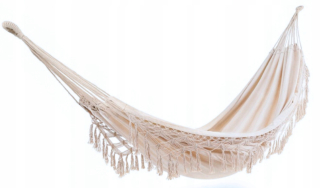 Hamak do záhrady - Brazílska sieťová sieť boho boho ecru xxl big