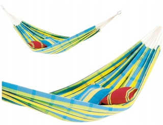 Záhradná hojdacia sieť hamak - Dvojitá hojdačka Barbados citrón 230x150cm #T1