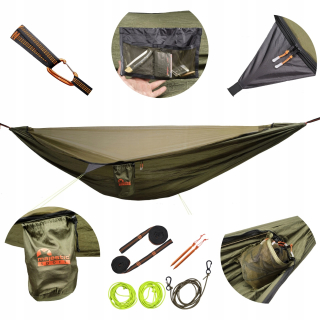 Hamak do záhrady - Turistická hojdačka s Bushcraft Mosquito Net 330x150 cm