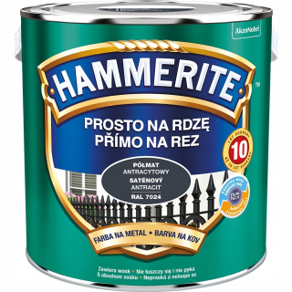 Laky, farby na záhradný nábytok - Hammerite Antracite Rust Paint RAL 7024 Semi -matt 2,5L