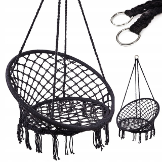 Závesné hojdacie kreslo - Swing Storky hniezdo so spätným spätným čiernym 80 cm